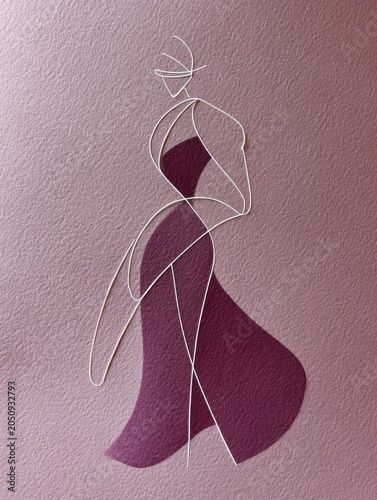 Abstract Female Figure One Line Drawing with Modern Minimalist Pose on Neutral Background