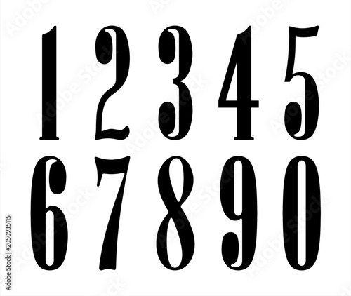 Black numbers from zero to nine