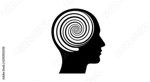 Hypnosis Spiral in Silhouette Head