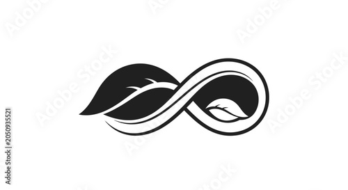 Quadro su tela Infinity symbol with leaves, nature concept, organic, growth, cycle, logo design