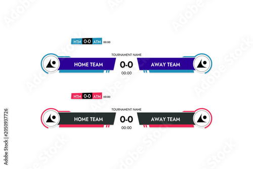 Two sports banners, the bottom banner with the score of the team confrontation game
