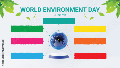 3d illustration of World Environment Day infographic, Earth Conservation Steps 