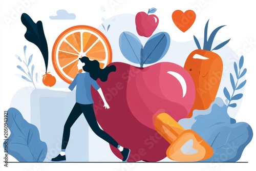 Healthy Diet Vector Illustration Featuring Fresh Fruits and Colorful Produce Concept