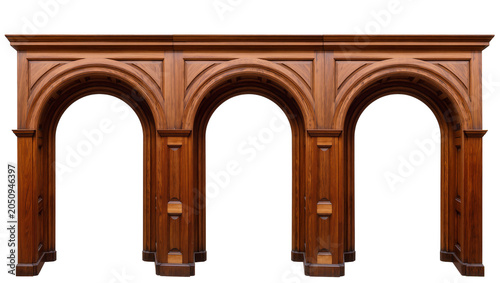 Bild auf Leinwand Antique wooden triple archway with ornate carvings