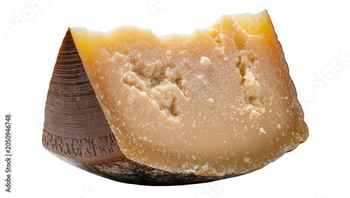 Canvas Print Wedge of aged Parmesan cheese with textured rind