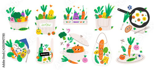 Cartoon food illustration set