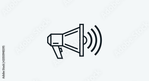 Black and white megaphone icon loudspeaker.
