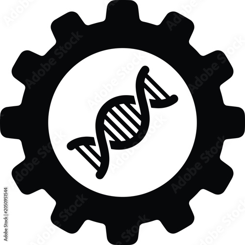 Canvas Print Genetic engineering gear icon for biotechnology and science presentation