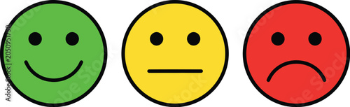 Foto Emoticon faces set with happy neutral and sad expressions for feedback and ratin
