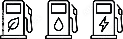 Cuadro en lienzo Electric gasoline and biofuel pump icons for eco friendly energy and transportat