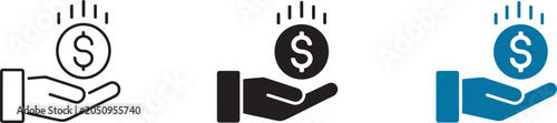 Fotografía Hand Receiving Coin Symbol for Cash Payment, Payout, Payroll and Financial Servi