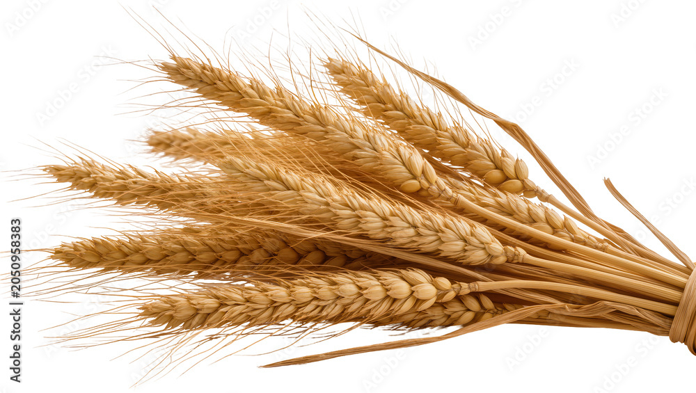 Obraz premium Bundle of golden wheat ears with long awns