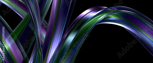 Panel kuchenny z motywem Abstract glass ribbons dance in colors like a rainbow against a night sky 