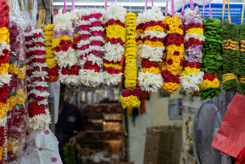 Traditional Hindu Garlands at Flower Stall, Little India, Singapore