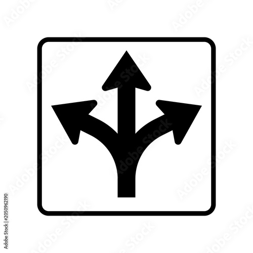 Left Right and Straight Through Sign isolated