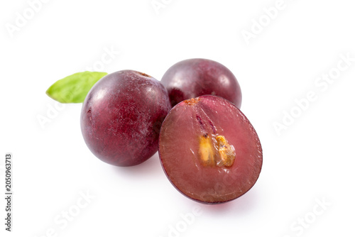 Fresh ripe grapes isolated on white background