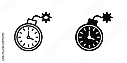 Foto Time Bomb Symbol with Ticking Countdown Design in Silhouette and Outline Styles