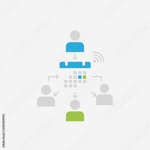 Illustration of a person using a tablet with wireless connectivity icons.