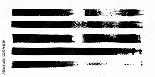 Foto Black brush stroke texture bars on a white background