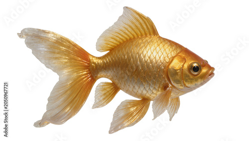 Foto Golden goldfish with flowing fins and scales