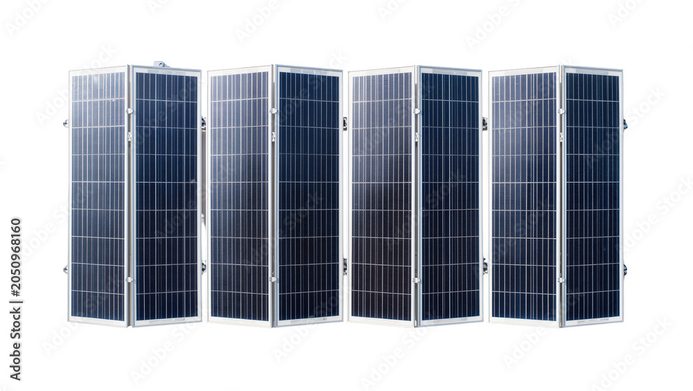 Fototapeta premium Multiple foldable solar panels arranged in a row