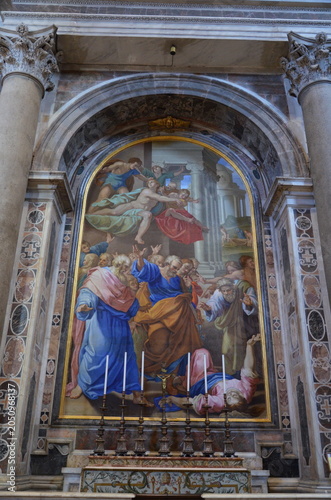 Rome, Italy 09.04.2020: Altar of the Lie in Saint Peters Basilica