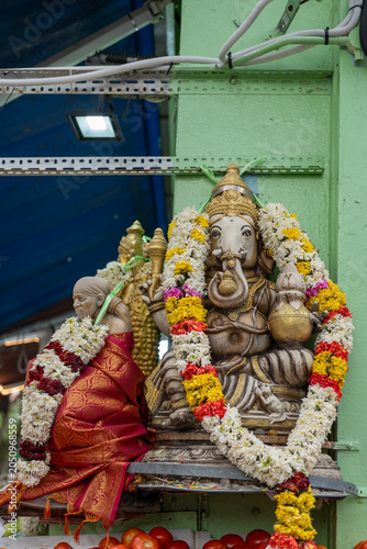 Ganesha Statue Adorned with Flower Garlands, Little India, Singapore