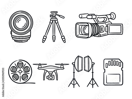 Canvas Print Collection of Vintage and Modern Videography and Photography Equipment