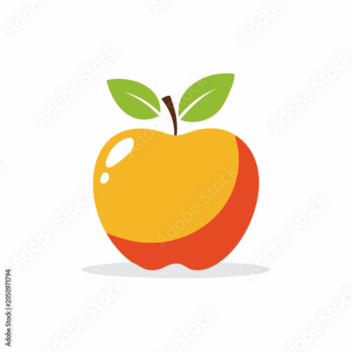 Stylized Apple Icon with Leaves