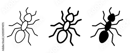 Canvastavla Ant Icons, Insect Vector Graphics, Simple Line Art Animals, Black and White Crit
