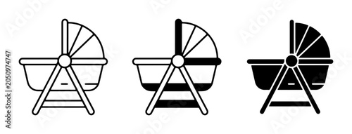 Foto Baby Bassinet Icons, Newborn Cradle Vector Set, Infant Bed Graphics
