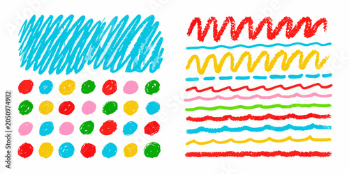 Collection Of Hand drawn Scribbles And Dots On White Background