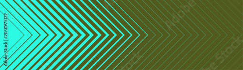 Bild auf Leinwand Diagonal striped pattern with dark green and cyan stripes converging in a chevro