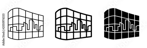 Quadro su tela Cityscape Grid Icons, Urban Skyline Outline, Architectural Building Silhouettes,
