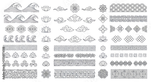 Traditional Asian Ornaments and Decorative Elements Collection.