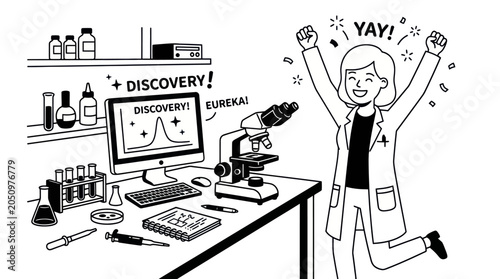 Schilderij op canvas Scientist celebrating a eureka moment in the lab.