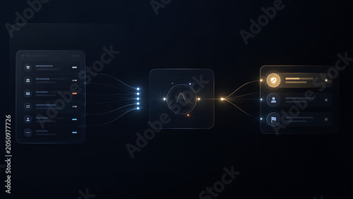 Dark Agentic AI Workflow Concept with Data Connections