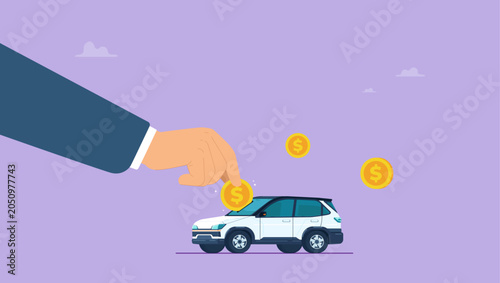 Konstfotografi Saving money to buy a car concept