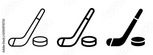 Canvas Print Hockey Stick and Puck Icons, Ice Hockey Equipment Vector Graphics, Sports Icons