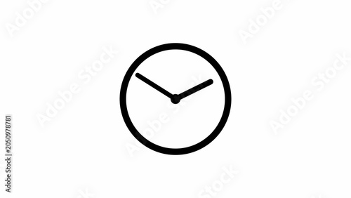 Minimalist black clock face with hands showing 12:20