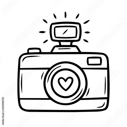 Illustration of Camera with Heart Shaped Lens