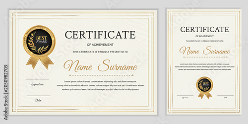 Bild auf Leinwand Certificate template in an elegant gold style