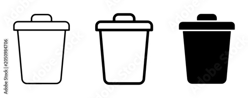 Fotografía Trash Can Icons, Delete Symbol Vector Set, Waste Bin Graphics for Digital Design