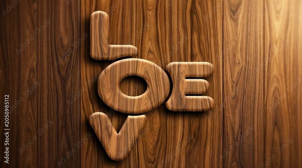 Fototapeta premium Wooden Love Typography Wall Art