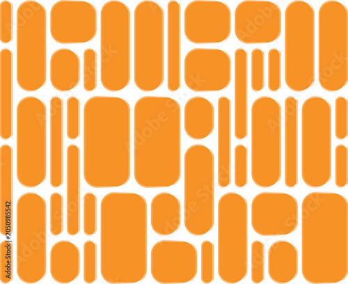 Foto Lively orange mosaic pattern composed of many rounded rectangular and circular s