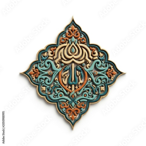 Intricate Islamic Calligraphy Art Piece with Ornate Floral Patterns.