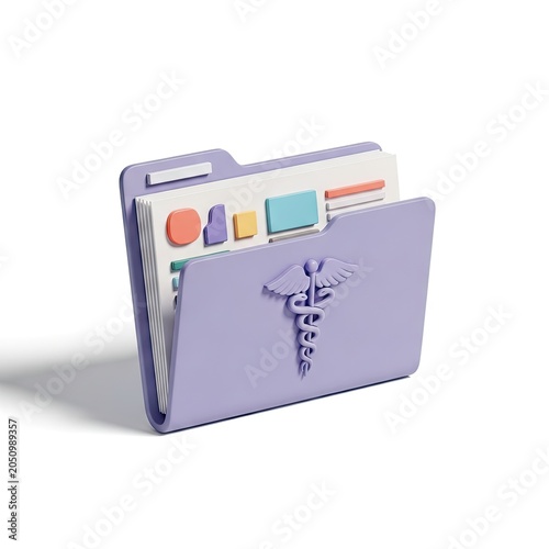 Medical Folder with Caduceus Symbol 3D Illustration.
