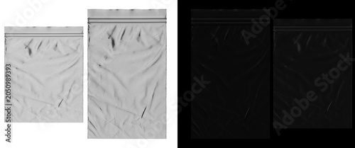 Tableau sur toile Crumpled plastic bag textures on black and white backgrounds, wrinkled polyethyl