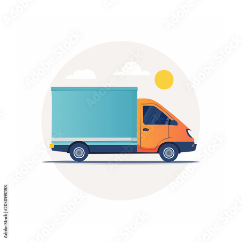 Flat design illustration of a delivery truck