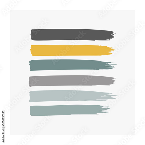 Set of horizontal brush strokes in various colors